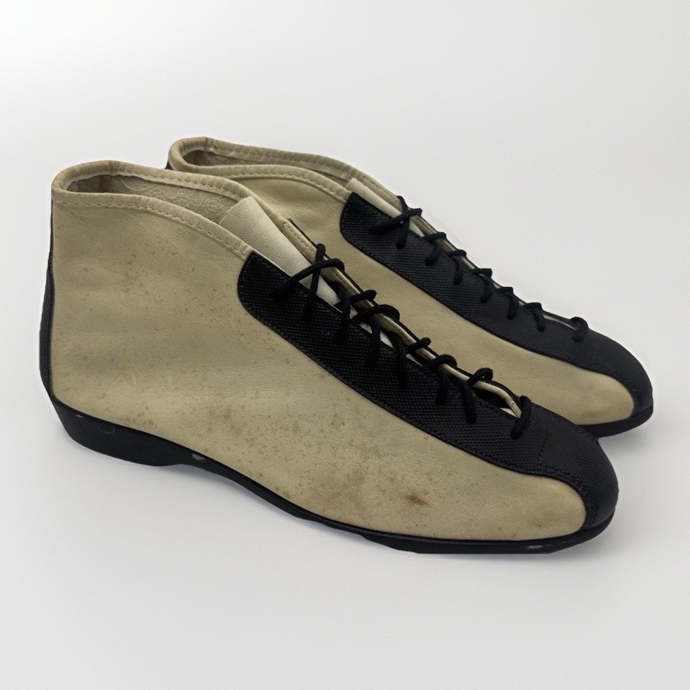 Zodiac Dance Shoes Womens 8.5 White Black Leather 80s Punk New Wave Vintage